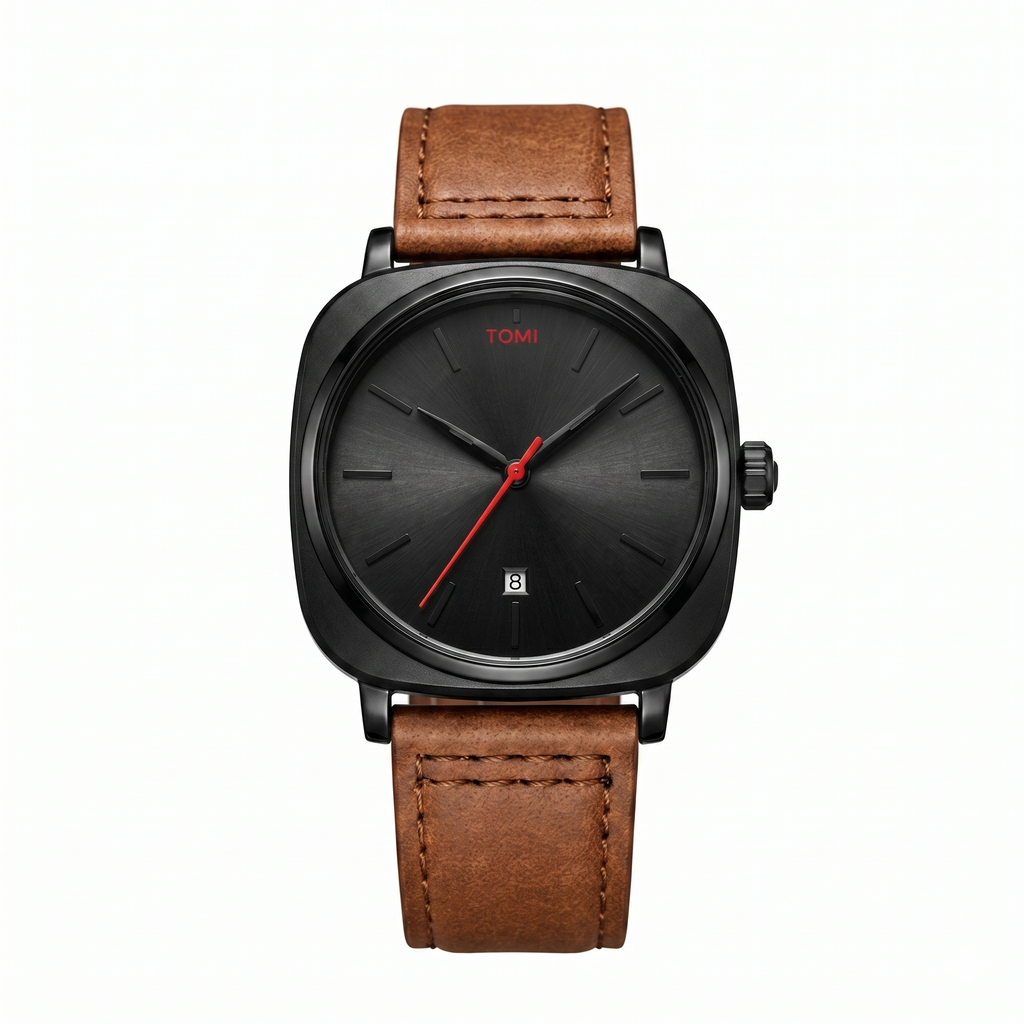 TOMI Watch Quartz Date - Brown Colour
