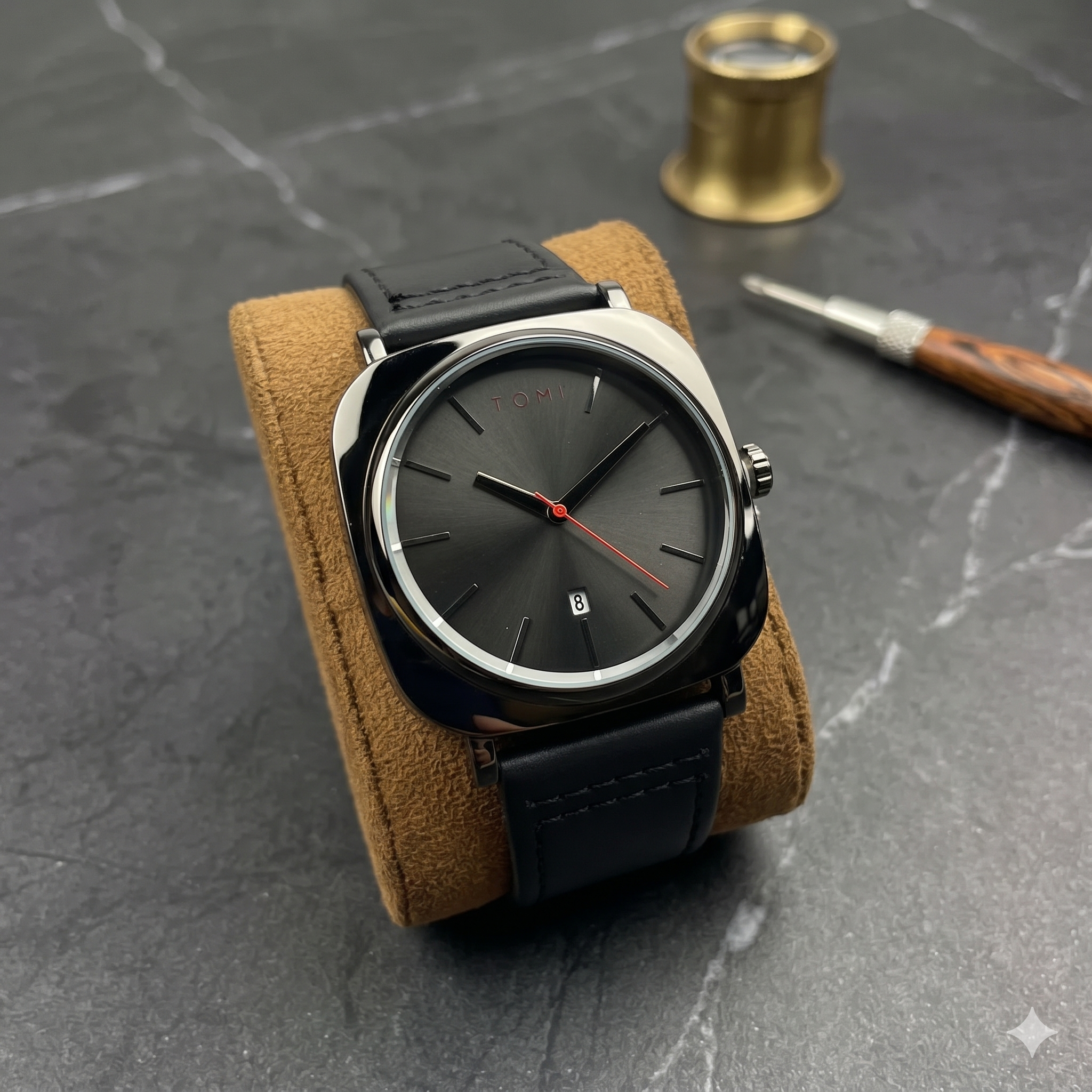 Tomi Watch Quartz Date - Black Colour
