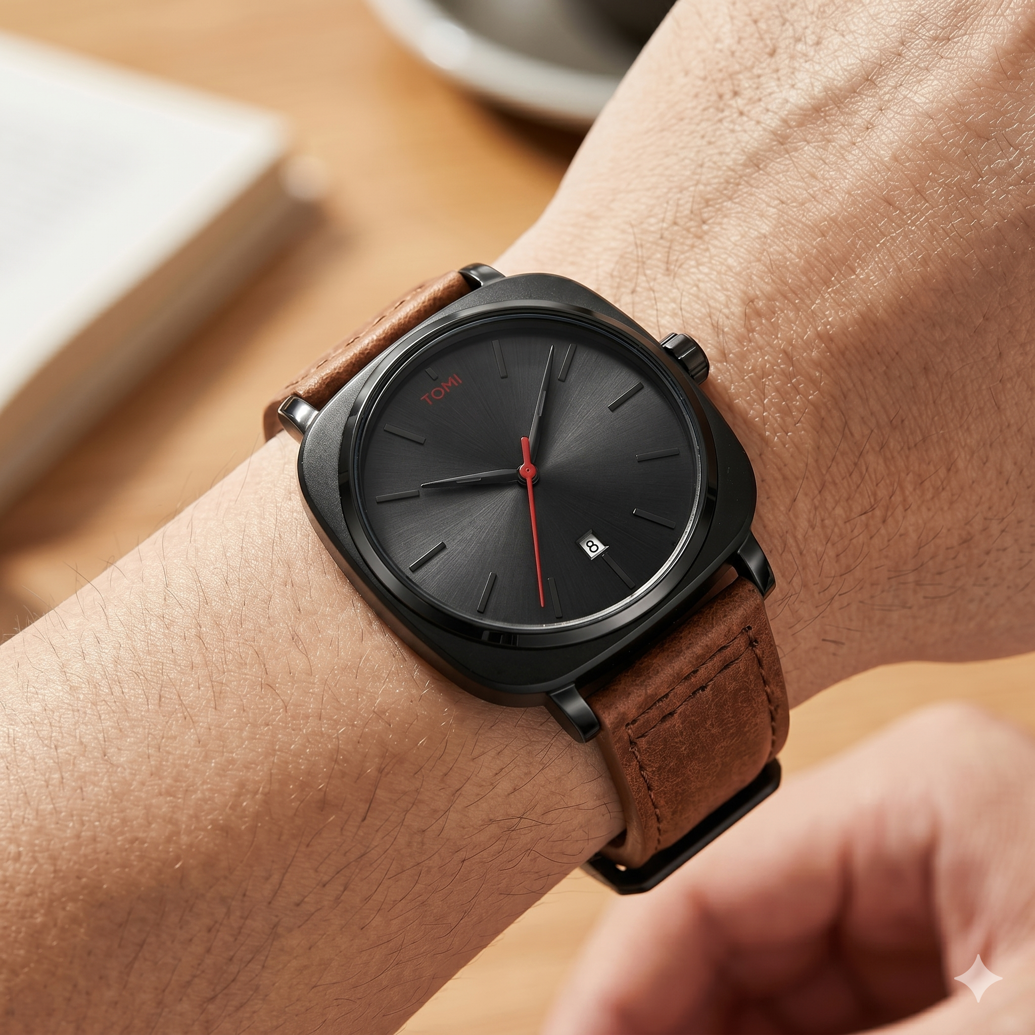 TOMI Watch Quartz Date - Brown Colour
