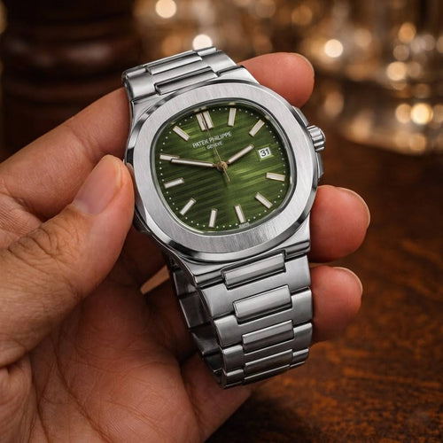 Patek Philippe Green Dial Silver Chain