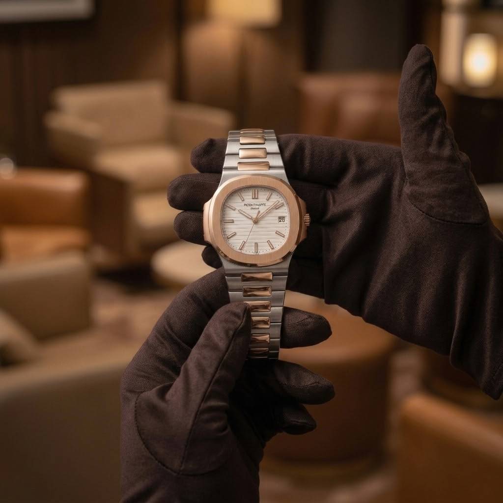Patek Philippe White Dial - Two Tone Chain
